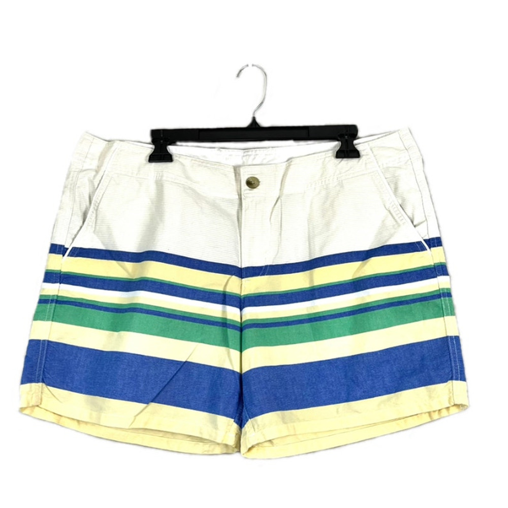 Women's White Striped Columbia PFG Shorts 16